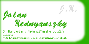 jolan mednyanszky business card